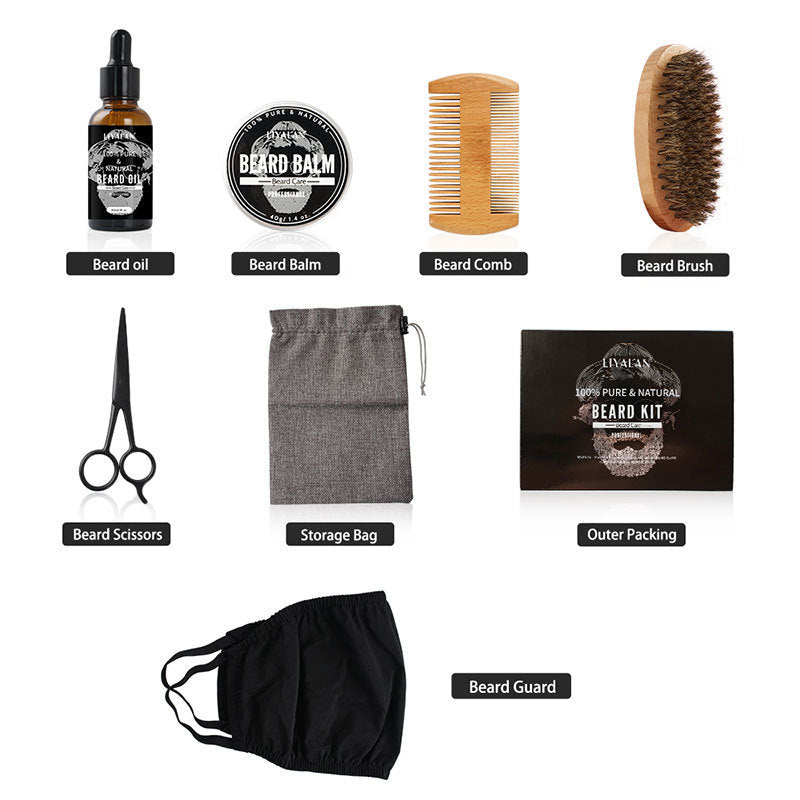 Beard Growth & Grooming Kit for Men – 7-in-1 Set